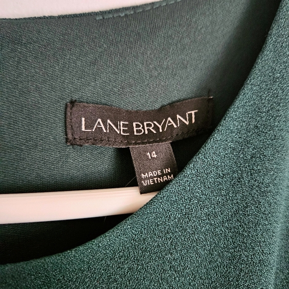 NWT Lane Bryant Emerald Green Sleeveless Ruffled Cocktail MOB Fitted Dress Sz 14 - Picture 3 of 5